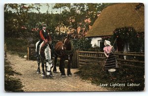 1909 ARENA N. DAKOTA ROMANTIC LOVE LIGHTENS LABOUR VALENTINES POSTCARD P3720