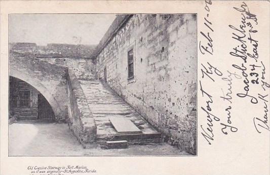 Florida Saint Augustine Old Coquina Stairway in Fort Marion 1906