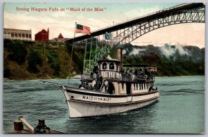 Niagara Falls New York c1910 Postcard Seeing NIagara Falls On Maid Of The Mist