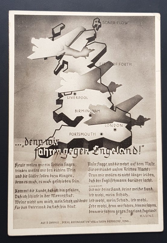 GERMANY THIRD 3rd REICH ORIGINAL WWII POSTCARD WE CHARGE AGAINST ENGLAND