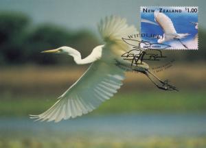 White Heron Bird New Zealand Postcard First Day Cover