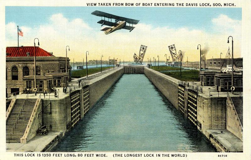 MI - Sault Ste. Marie. Soo, Davis Lock and Aeroplane