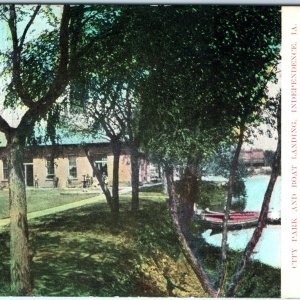 c1910s Independence, IA Park & Boat Landing Telegraph Pole Lines Postcard A119