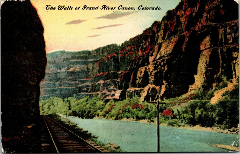Vtg 1910's Walls Of Grand River Canon Canyon Railroad Colorado CO Postcard