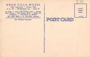 Knoxville Illinois Villa Motel Street View Antique Postcard K42895