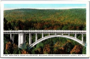 Postcard NY Catskill Mountains Traver Hollow Bridge around Ashokan Reservoir