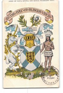 Nova Scotia Canada Postcard 1936 Arms of Nova Scotia by Royal Warrant Unicorn