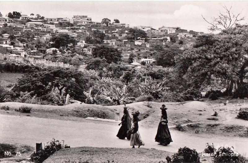 Real Photo Postcard Africa Ethiopia Old Harar ethnic women