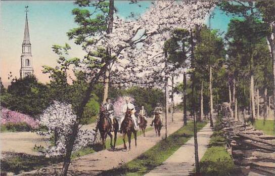 North Carolina Pinehurst Riders Near The Village Chapel Albertype