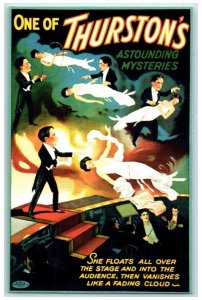 Thurston's One Of Astounding Mysteries Woman Floats Magician Vintage Postcard