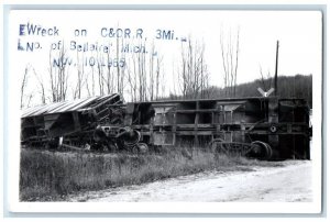 1965 Railroad Train Wreck Disaster C&OR Bellaire Michigan MI RPPC Photo Postcard