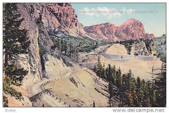 Dolomitenstrasse Mit Kehrtunnel u. Falzaregopass 2117m., Belluno, Italy, 1900...