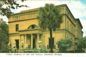 Savannah, GA Georgia   TELFAIR ACADEMY OF ARTS & SCIENCES Statues  4X6  Postcard