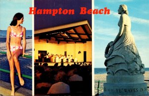 New Hampshire Hampton Beach Showing Beautiful Girl Marine Memorial and Bandshell