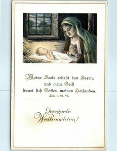 Gesegnete Weihnachten!/Blessed Christmas! - Mary and Baby Jesus Art M-37162