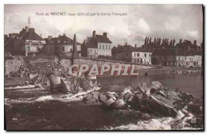 Old Postcard Army Maxence Oise Bridge destroyed by the French Genie