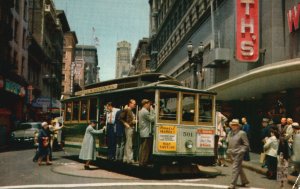 Cable Cars Turntable Powell Market St. San Francisco California Vintage Postcard
