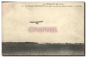 Old Postcard Jet Aviation monoplane Antoinette in full flight by pilot Hubert...