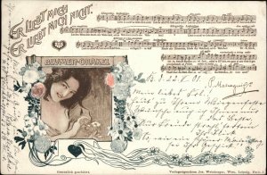 Beautiful German Woman Sheet Music Blumer Orakel c1905 Vintage Postcard