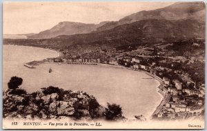 MENTON - Vue Prise de la Frontiere France French Riviera Town Postcard