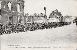 Villers Bretonneux France Somme Prisoners Returning from Lines WW1 Postcard E37