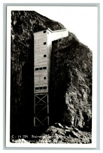 Vintage 1950's RPPC Postcard Stairway Landing Sea Lion Caves Florence Oregon