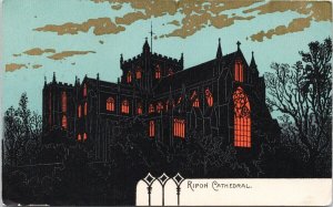 Ripon Cathedral England Gold & Black c1905 Stewart & Woolf Postcard G71