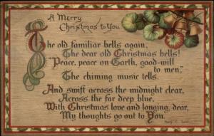 Christmas - E. Nister - Nice Border Mary. C. Law Quote c1910 Postcard c1910