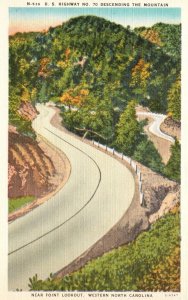 Vintage Postcard U. S. Highway No. 70 Near Point Lookout Western North Carolina