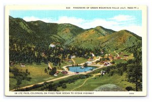 Panorama Of Green Mountain Falls Colorado Aerial View Postcard Ute Pass