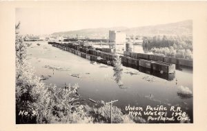 J65/ Portland Oregon RPPC Postcard c40s Union Pacific Railroad Flood 231