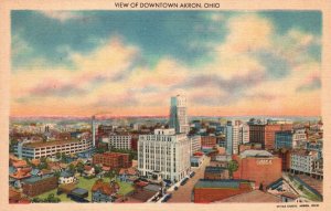 Vintage Postcard 1920's View of The Downtown Akron Ohio OH