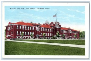 c1920 William Penn Hall Penn College Exterior Oskaloosa Iowa IA Vintage Postcard