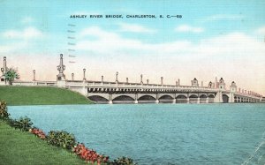 Vintage Postcard 1939 Ashley River Bridge Charleston South Carolina Structure SC