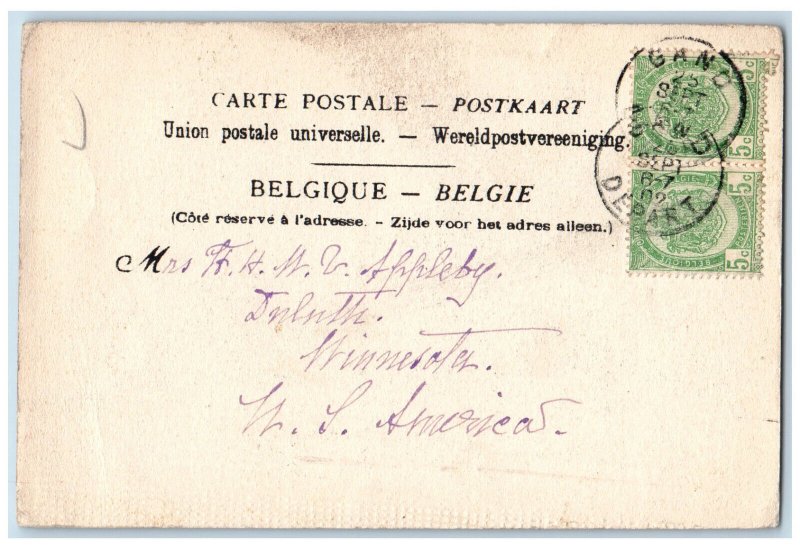 Ghent Flemish Belgium Postcard Cathedrale Saint Bavon 1902 Antique Posted