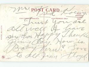 Pre-Linen thanksgiving PURPLE FLOWERS UNDER LUCKY GOLDEN HORSESHOE HQ7637