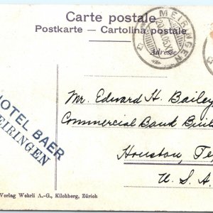 c1900s Meiringen Hotel Baer Stamp, Rhone Glacier, Swiss Alps Furkastrasse PC A81