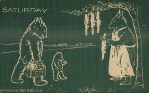 D. Hillson Day of the Week Teddy Bear SATURDAY Hunting 1907 Postcard