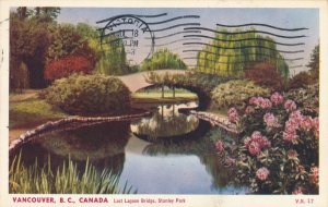 Vancouver BC British Columbia Canada Lost Lagoon Bridge at Stanley Park pm 1953