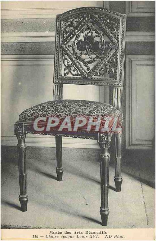 Old Postcard Musee des Arts Decoratifs chair Louis XVI