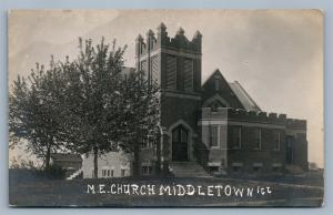 MIDDLETOWN IL M.E.CHURCH ANTIQUE REAL PHOTO POSTCARD RPPC