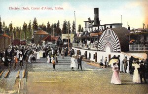 U.S. Riverboat at the Electric Dock, Coeur d'Alene, Idaho, Old Postcard
