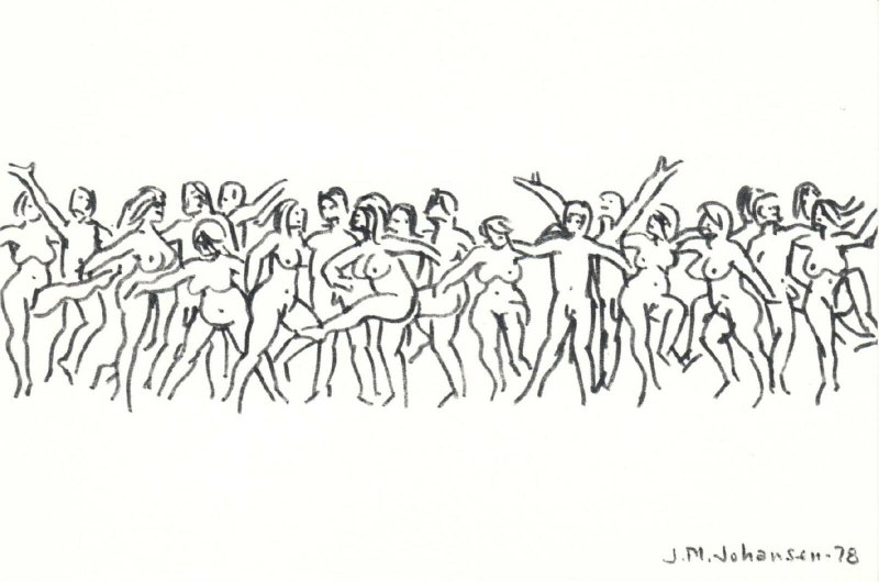 Celebration by John M. Johansen 1978 Nude Art Postcard by Artists Postcards