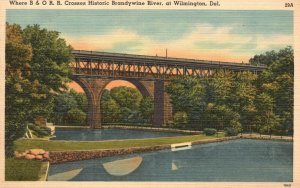 Vintage Postcard 1930's B&O R.R. Brandywine River Wilmington Delaware DE