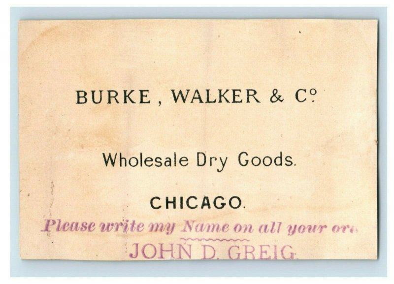 1880s Burke, Walker & Co. John D. Greig Wholesale Dry Goods Cute Baby P101 