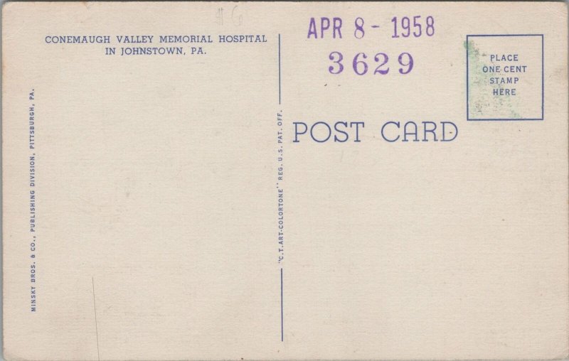 Postcard Conemaugh Valley Memorial Hospital Johnstown PA