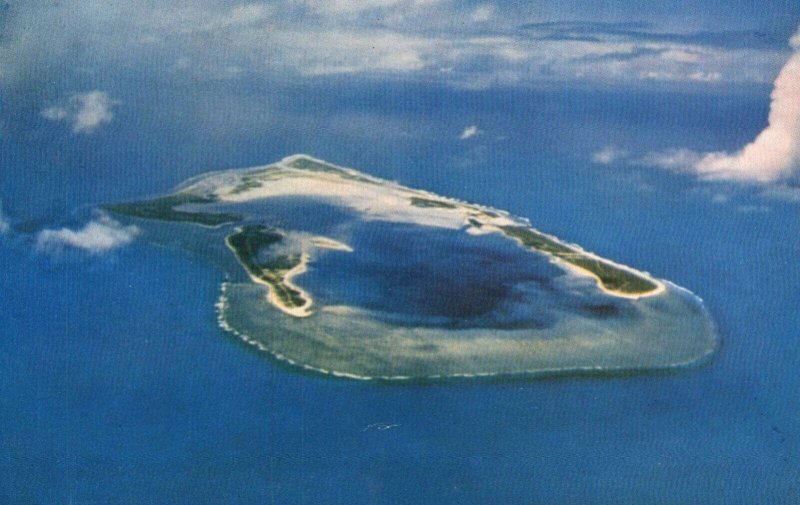 RARE Wake Island Aerial View Unused Postcard