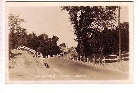 Real Photo, New Road & S Curve, Cars, Boscawen, New Hampshire, Photo E D Putn...