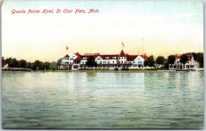 St. Clair Flats Michigan MI, Grande Pointe Hotel Building, Waterfront, Postcard