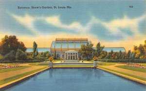 ST LOUIS, Missouri MO   SHAW'S GARDEN Entrance~Pond~Greenhouse ca1940's Postcard